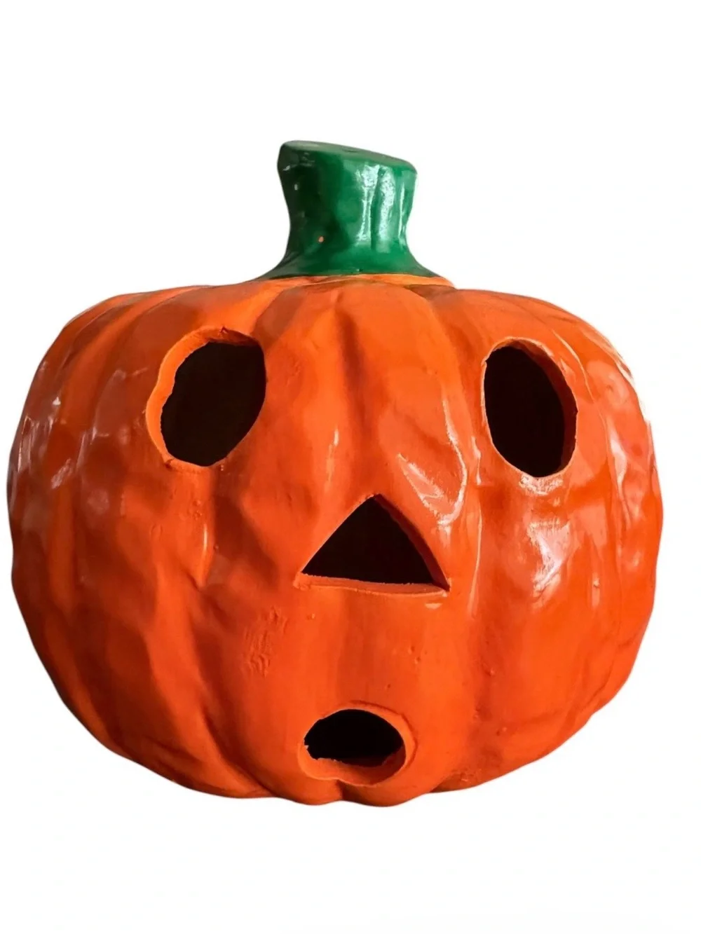 Vintage Ceramic #Pumpkin Light Up  #Halloween Decor 6x6 W/ Box 1980s 90s